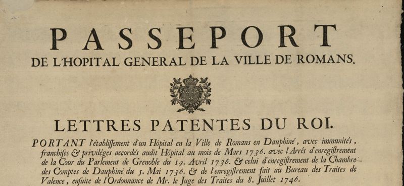 VR -13FI14-Passeport général de l'hôpital de Romans (détail, 1746)